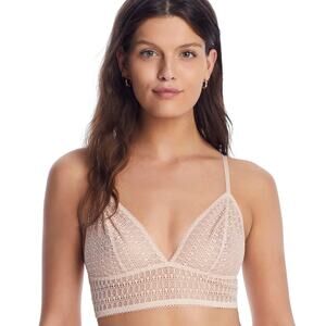NEARLYNUDE Nectar Modern Geo Triangle‎ Wire-free Bralette Tan Size XL Sheer